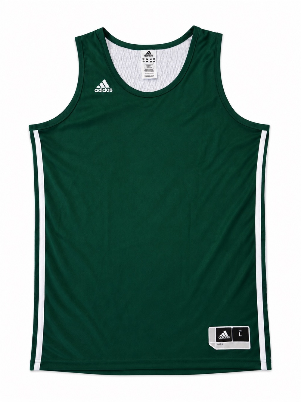 adidas Green Sleeveless Athletic Jersey with White Side Stripes
